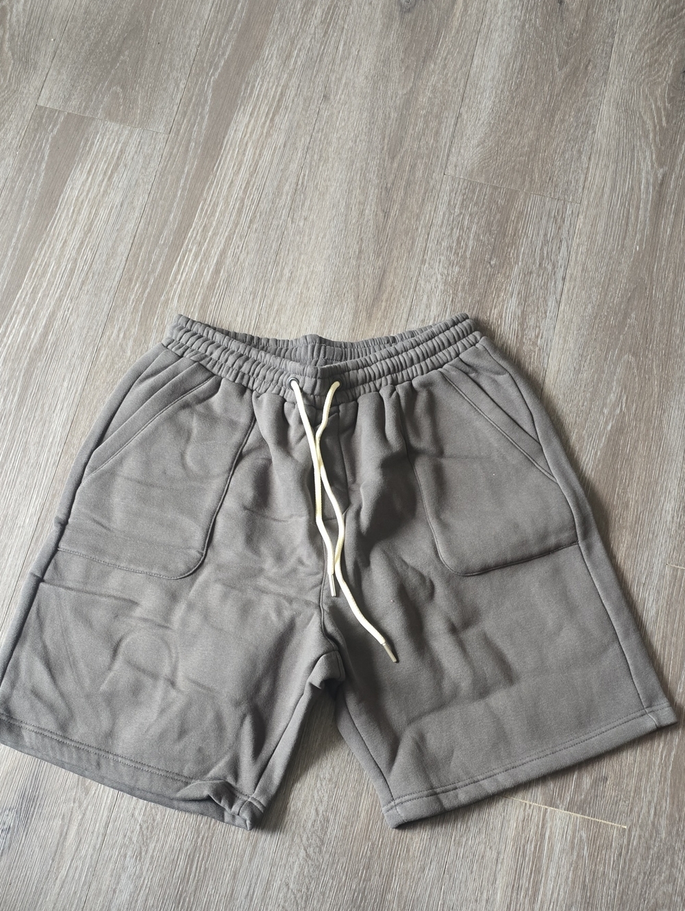 Men's Athletic Gray Drawstring Shorts with Front Pockets